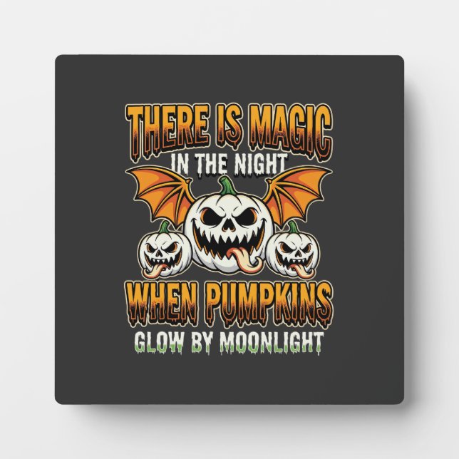 Halloween Magic Pumpkin Moonlight Horror Vector Plaque (Front)