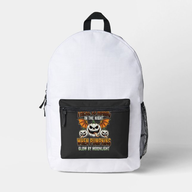 Halloween Magic Pumpkin Moonlight Horror Vector Printed Backpack (Front)