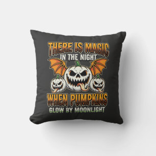 Halloween Magic Pumpkin Moonlight Horror Vector Throw Pillow
