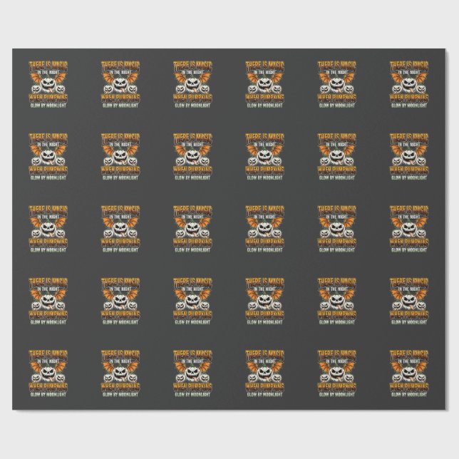 Halloween Magic Pumpkin Moonlight Horror Vector Wrapping Paper (Flat)