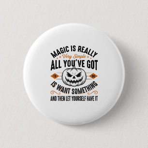 Halloween Magic Pumpkin Vintage Vector Shirt Desig 2 Inch Round Button