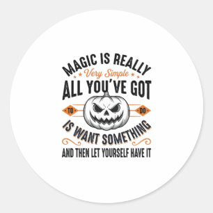 Halloween Magic Pumpkin Vintage Vector Shirt Desig Classic Round Sticker
