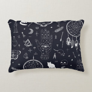 Halloween Magic: Vintage Doodle Pattern. Accent Pillow
