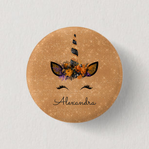 Halloween Magical Unicorn Glitter and Sparkle 1 Inch Round Button