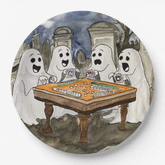 Halloween Mahjong Ghosts Paper Plate