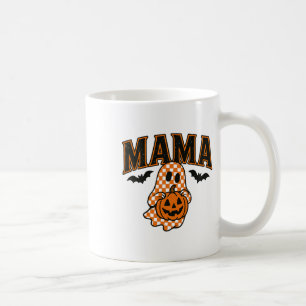 Halloween Mama Shirt Ghost Pumpkin Cute Plaid Fall Coffee Mug