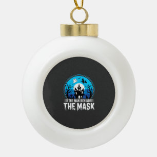 Halloween Man Behind the Mask Haunted House Ceramic Ball Christmas Ornament