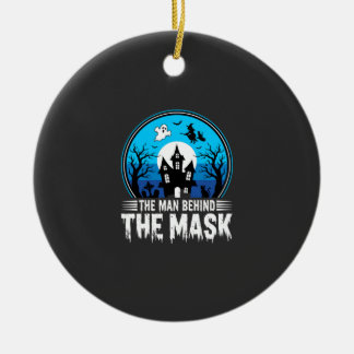 Halloween Man Behind the Mask Haunted House Ceramic Ornament