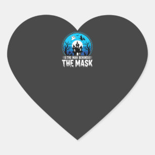 Halloween Man Behind the Mask Haunted House Heart Sticker