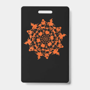 Halloween Mandala Spider Witch Ghost Skull Gift Badge
