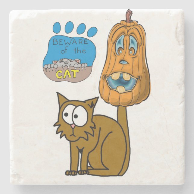 Halloween Marble Stone Coaster, Cat Coaster (Front)