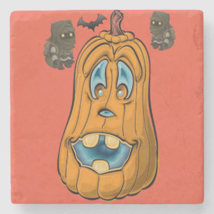 Halloween Marble Stone Coaster, Pumpkin Coaster