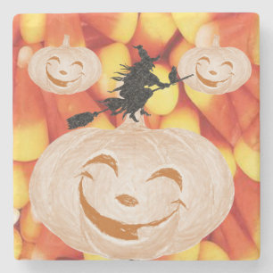 Halloween Marble Stone Coaster, Pumpkin Coaster