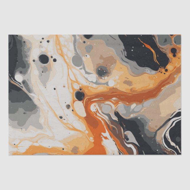 Halloween Marble Watercolour Swirl 16 Tissue Paper (Front)