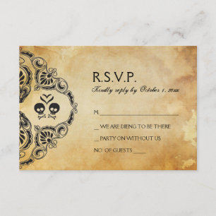 Halloween Mariage RSVP - Crâne et os croisés