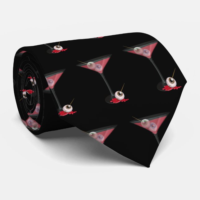 Halloween Martini with eyeballs Tie (Rolled)