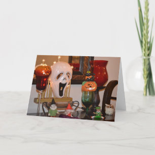 Halloween Mask and Figurines Card