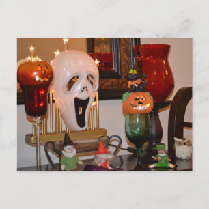 Halloween Mask and Figurines Postcard