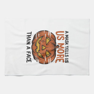 Halloween Mask Quote Vintage Pumpkin Face T-Shirt_ Kitchen Towel
