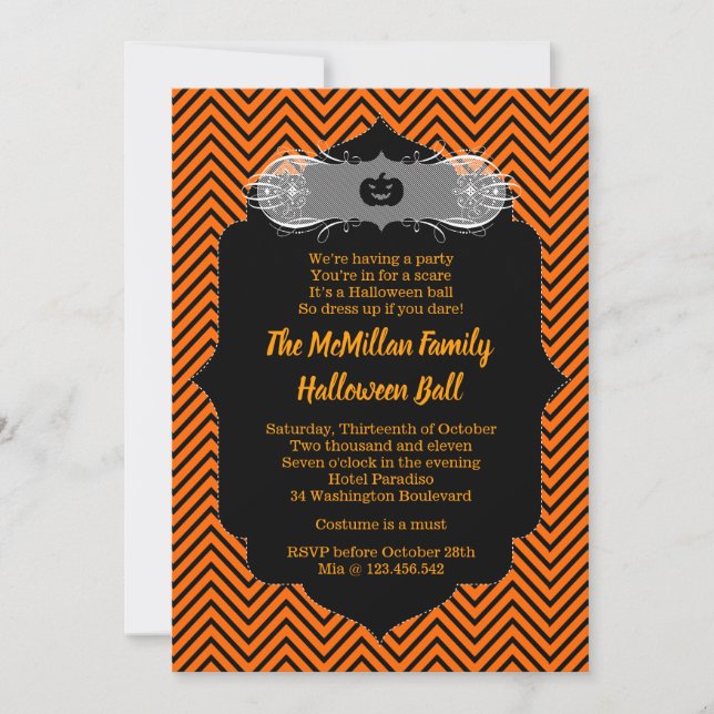 Halloween Masquerade Ball Costume Party Invitation (Front)