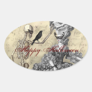Halloween Masquerade Ball Oval Sticker