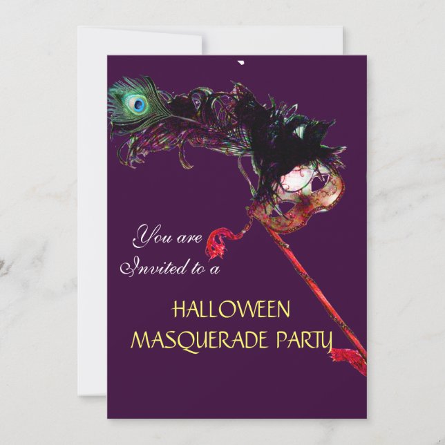 HALLOWEEN MASQUERADE PARTY,Black Invitation (Front)