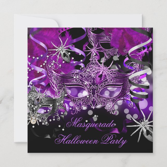 Halloween Masquerade Party Mask Spider Gothic Invitation (Front)