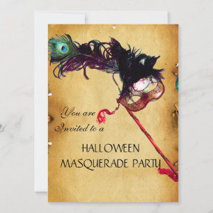 HALLOWEEN MASQUERADE PARTY, parchment Invitation