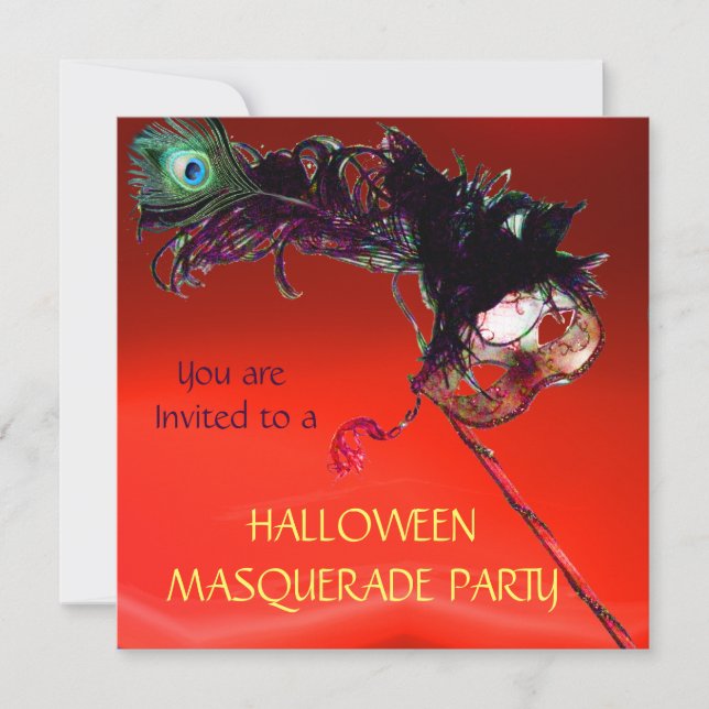HALLOWEEN MASQUERADE PARTY, Red Yellow Orange Invitation (Front)