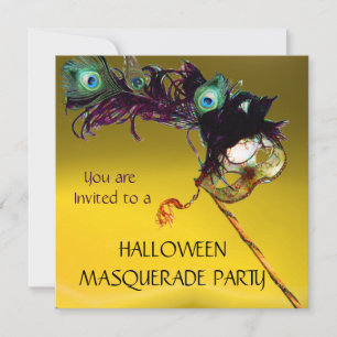 HALLOWEEN MASQUERADE PARTY Yellow Orange blue Invitation
