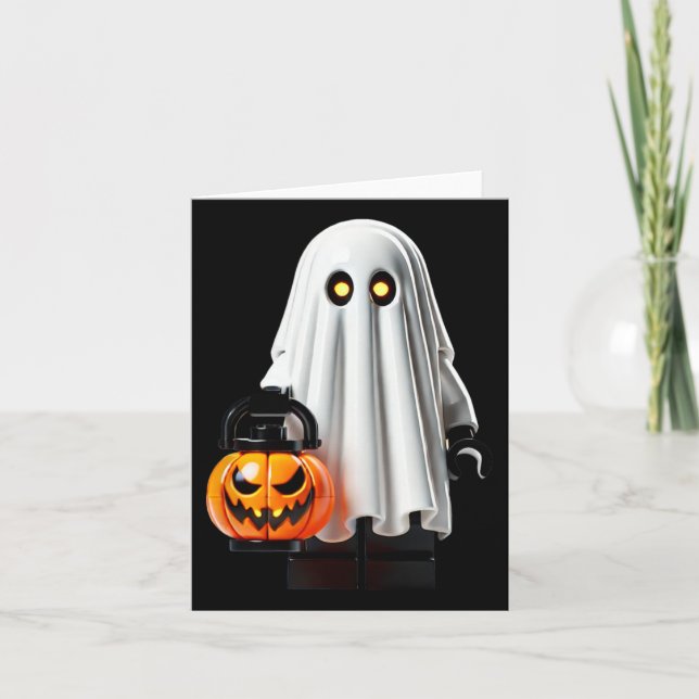 Halloween Master Builder Ghost Kids Building Block Card (Front)