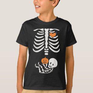 Halloween Maternity Skeleton Baby Heart Pregnancy  T-Shirt