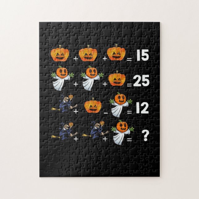 Halloween Math Equations  for Math Teachers Jigsaw Puzzle (Vertical)