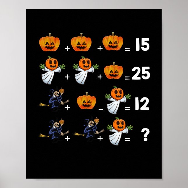 Halloween Math Equations  for Math Teachers Poster (Front)