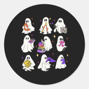 Halloween Math Teacher Classic Round Sticker