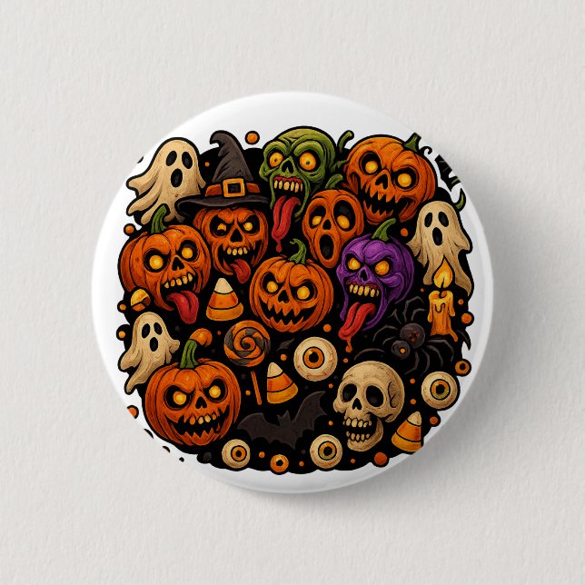 Halloween Mayhem Spooky & Silly 2 Inch Round Button (Front)