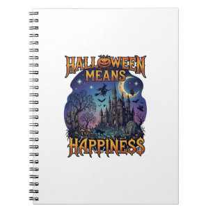 Halloween Means Happiness Haunted Castle Witch Moo Notebook