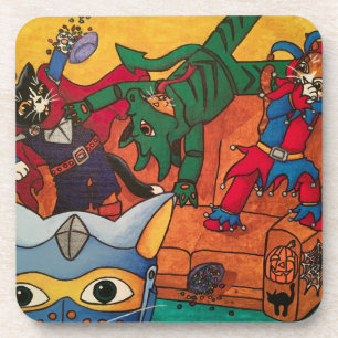 Halloween Medieval Knight Costume Cats Coaster