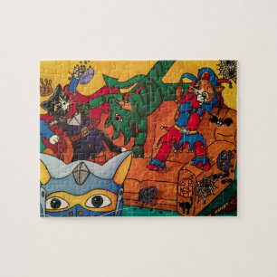 Halloween Medieval Knight Costume Cats Jigsaw Puzzle