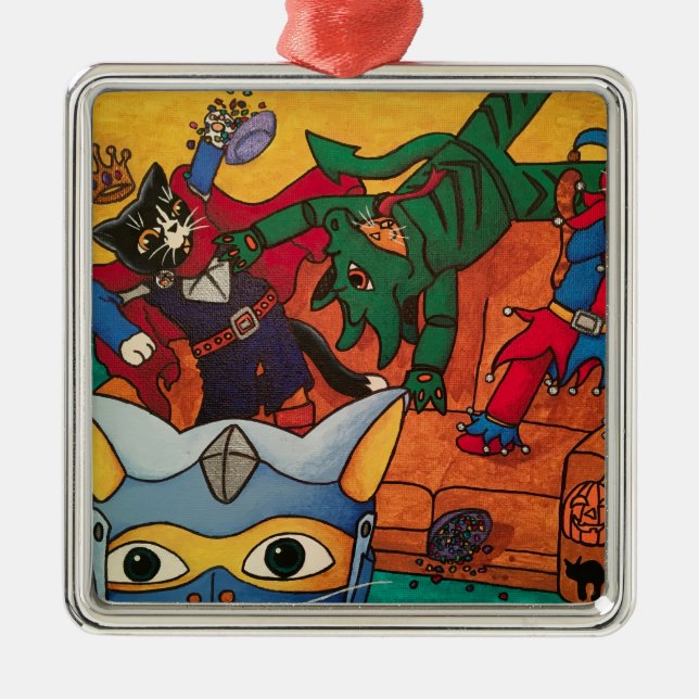 Halloween Medieval Knight Costume Cats Metal Ornament (Front)