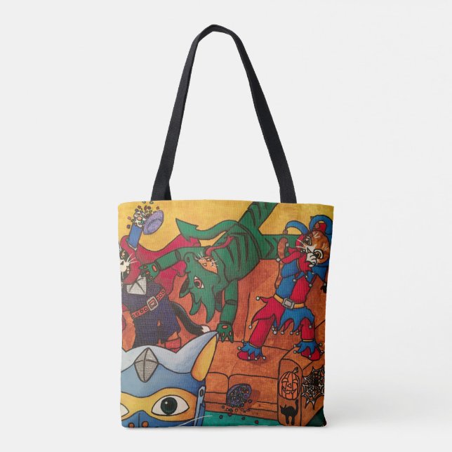 Halloween Medieval Knight Costume Cats Tote Bag (Back)