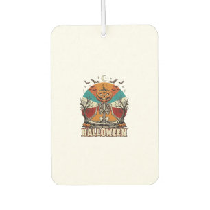 Halloween Meditating Pumpkin Skeleton Retro Sun Ba Air Freshener