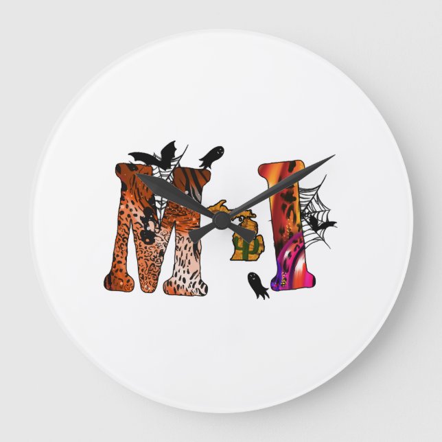 Halloween Michigan Large Clock (Front)