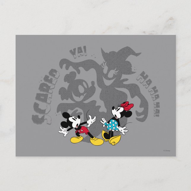 Halloween Mickey and Minnie - Scared Ya! Postcard (Front)