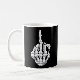 Halloween Middle Finger Skeleton Hand Skull Coffee Mug
