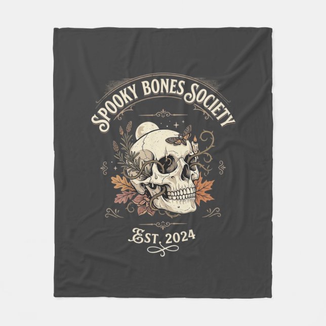 Halloween Midnight Bone Garden Fleece Blanket (Front)