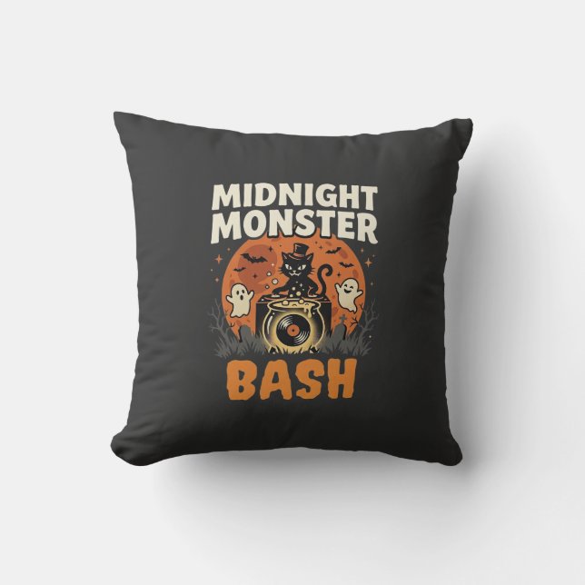 Halloween Midnight Monster Bash Throw Pillow (Front)