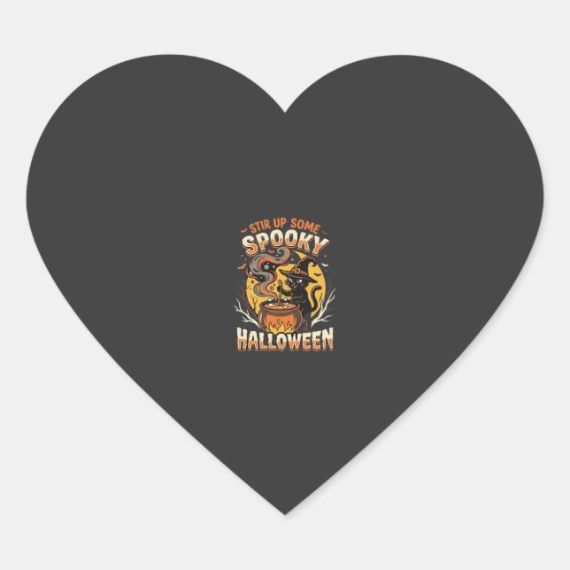 Halloween Midnight Spell Magic Heart Sticker (Front)