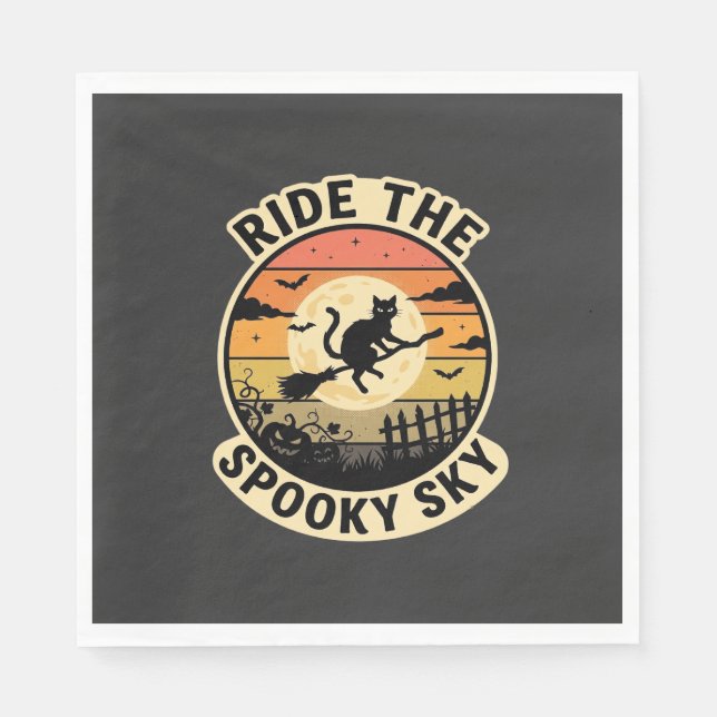 Halloween Midnight Witch Sunset Napkin (Front)
