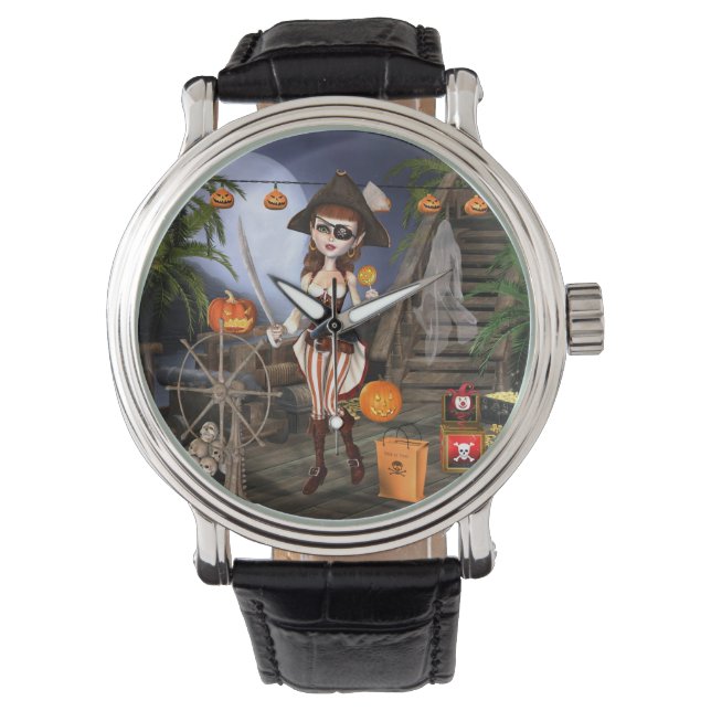 Halloween mignonne Pirate fille montre poignet (devant)